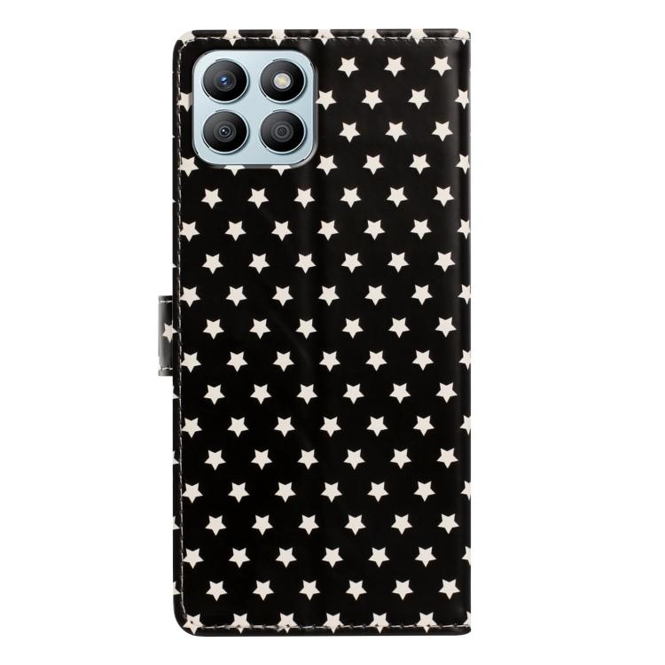 For Honor X8b Star Pattern Magnetic Buckle Vegan Leather Phone Case with Wrist Strap