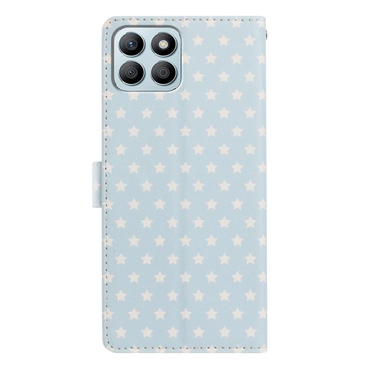 For Honor X8b Star Pattern Magnetic Buckle Vegan Leather Phone Case with Wrist Strap