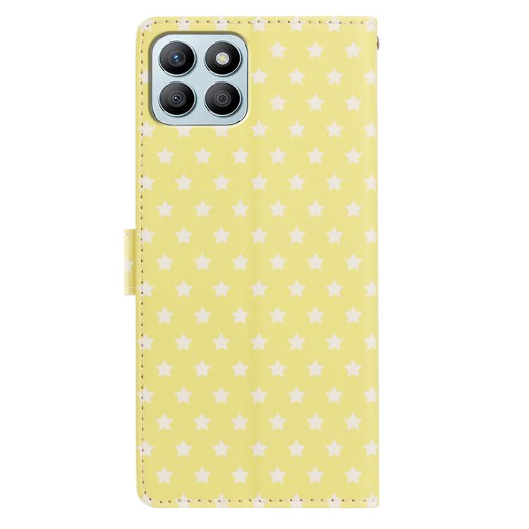 For Honor X8b Star Pattern Magnetic Buckle Vegan Leather Phone Case with Wrist Strap