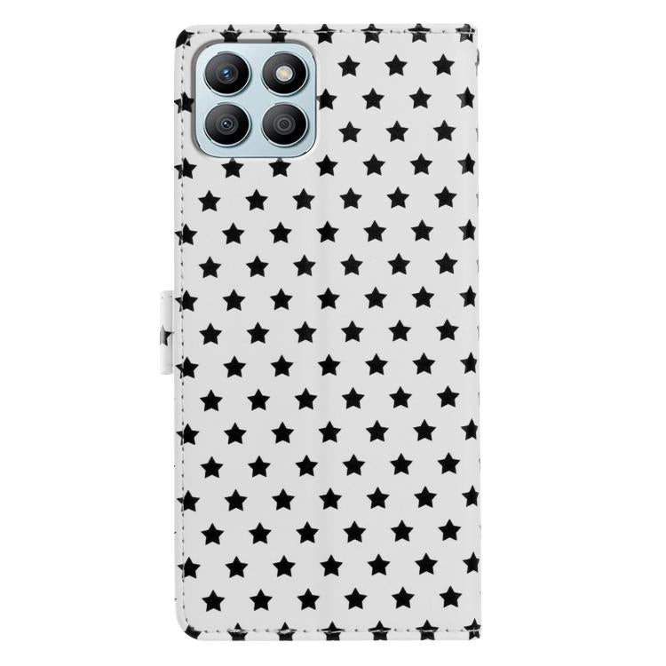 For Honor X8b Star Pattern Magnetic Buckle Vegan Leather Phone Case with Wrist Strap