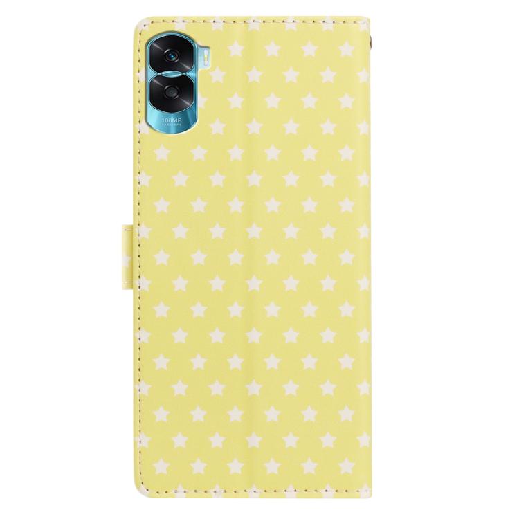 For Honor 90 Lite Star Pattern Magnetic Buckle Vegan Leather Phone Case with Wrist Strap