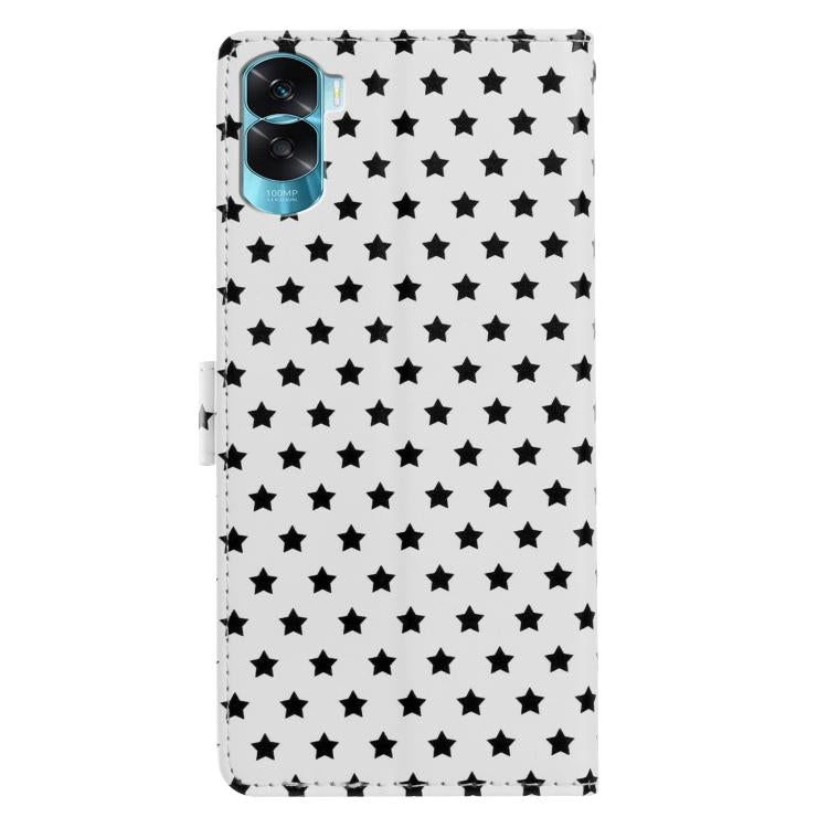 For Honor 90 Lite Star Pattern Magnetic Buckle Vegan Leather Phone Case with Wrist Strap