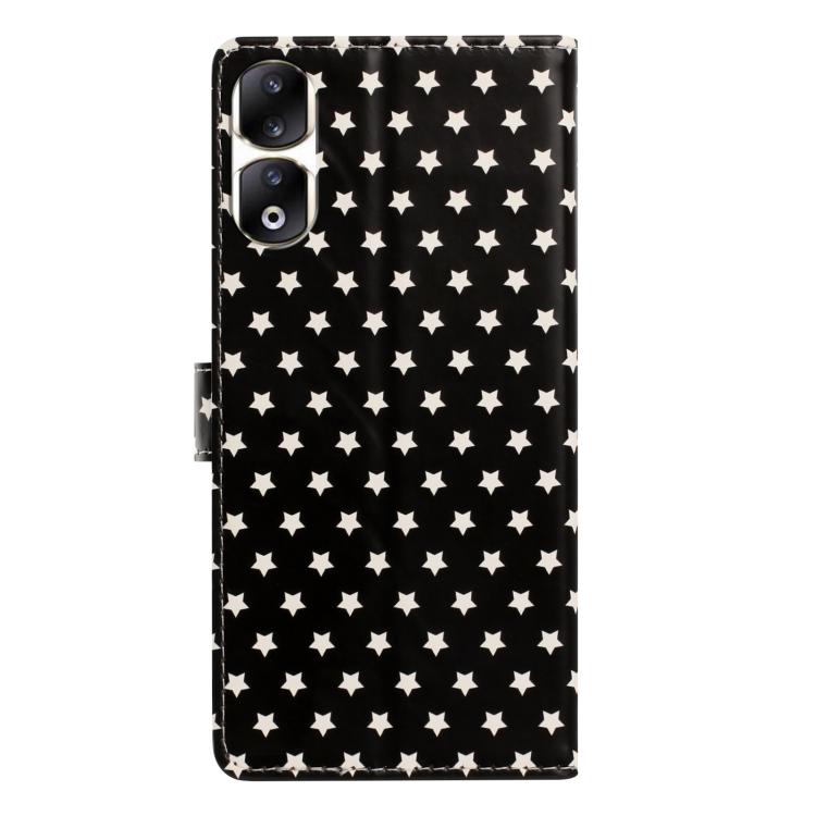For Honor 90 Pro Star Pattern Magnetic Buckle Vegan Leather Phone Case with Wrist Strap