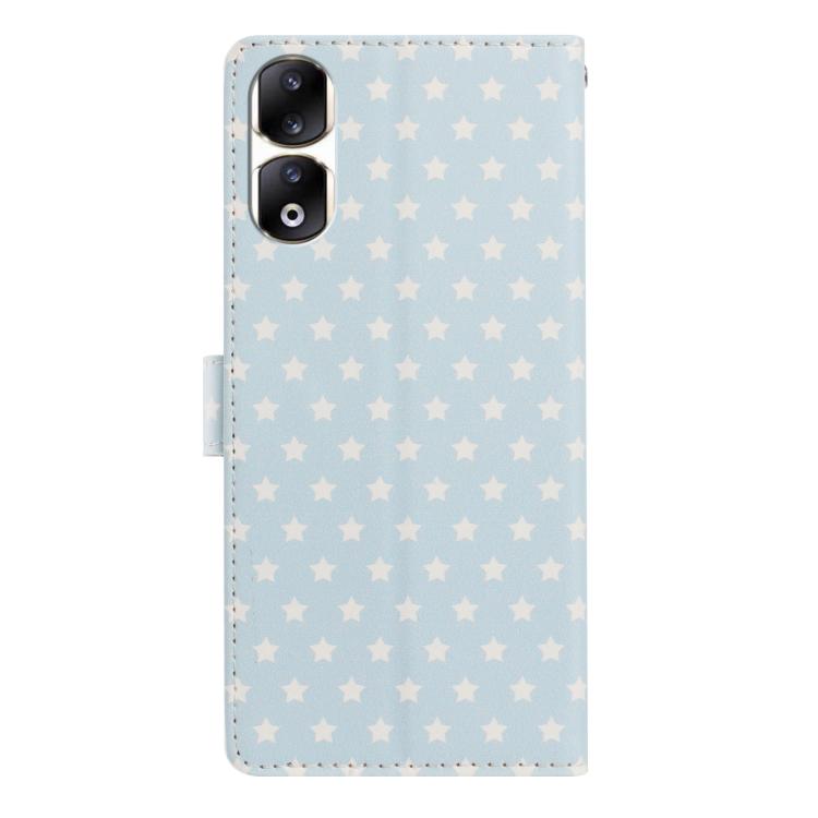 For Honor 90 Pro Star Pattern Magnetic Buckle Vegan Leather Phone Case with Wrist Strap
