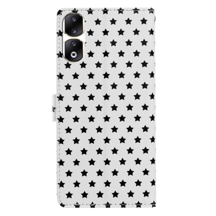 For Honor 90 Pro Star Pattern Magnetic Buckle Vegan Leather Phone Case with Wrist Strap