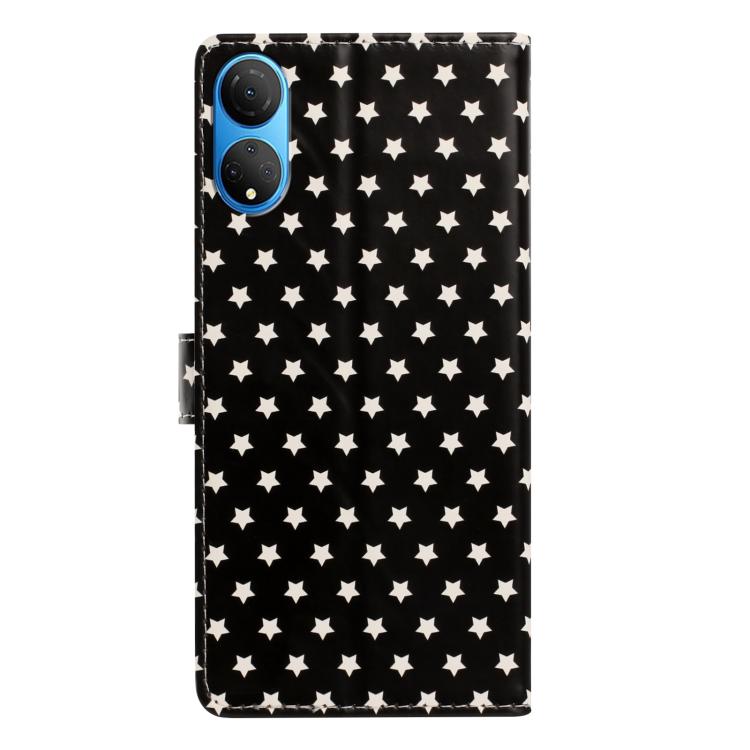 For Honor X7 Star Pattern Magnetic Buckle Vegan Leather Phone Case with Wrist Strap