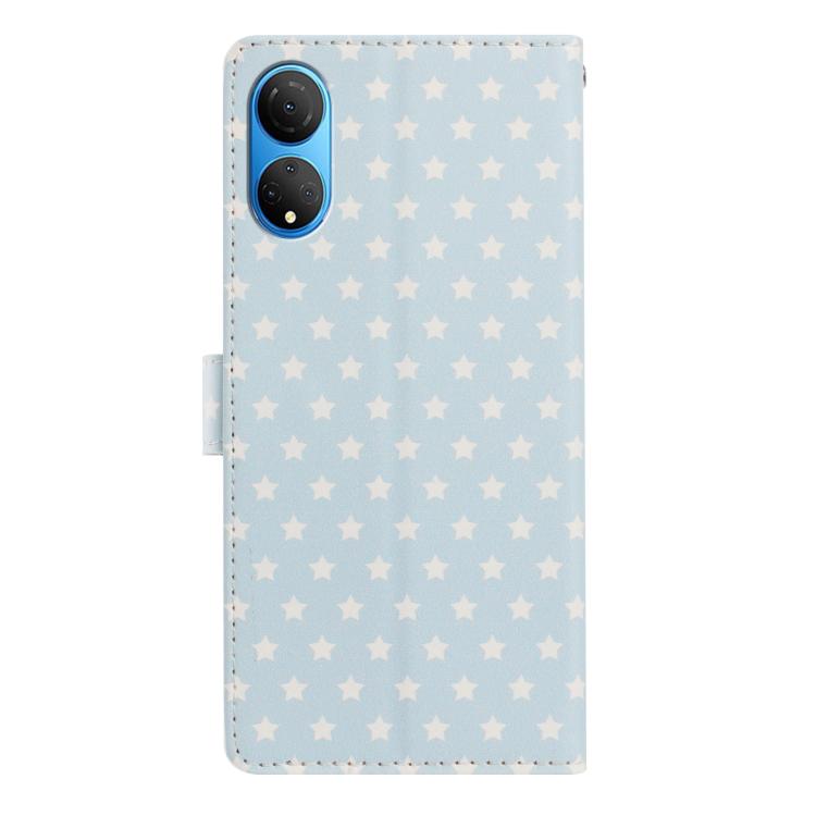 For Honor X7 Star Pattern Magnetic Buckle Vegan Leather Phone Case with Wrist Strap