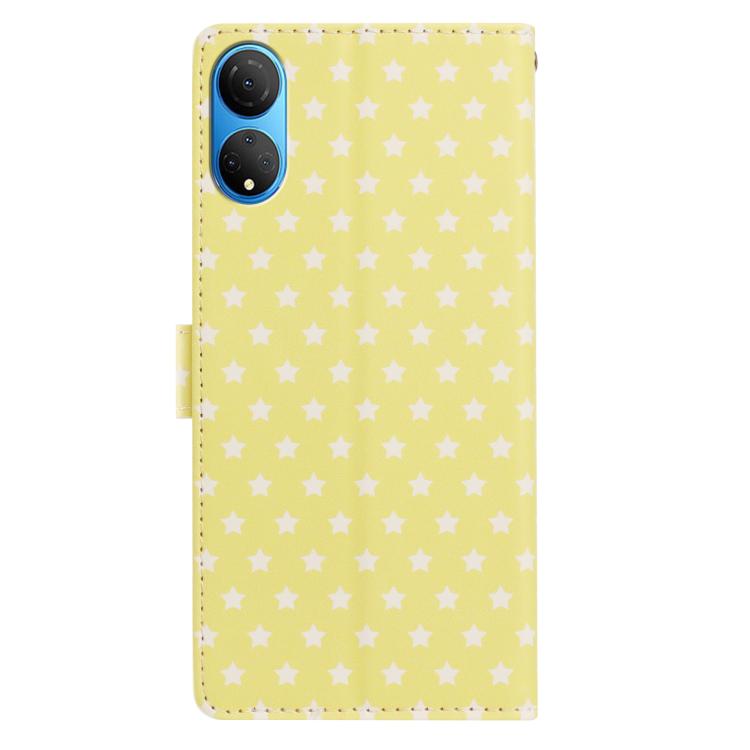 For Honor X7 Star Pattern Magnetic Buckle Vegan Leather Phone Case with Wrist Strap