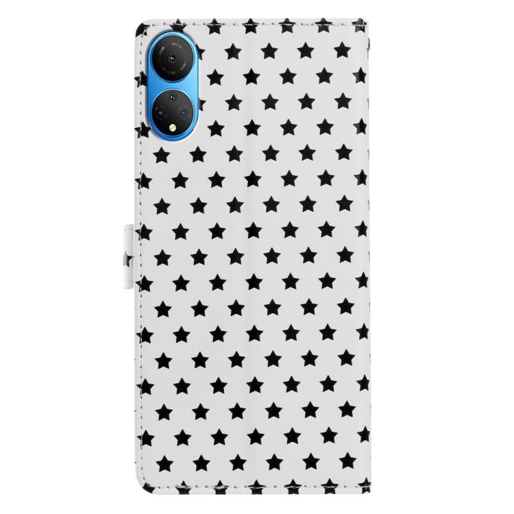 For Honor X7 Star Pattern Magnetic Buckle Vegan Leather Phone Case with Wrist Strap