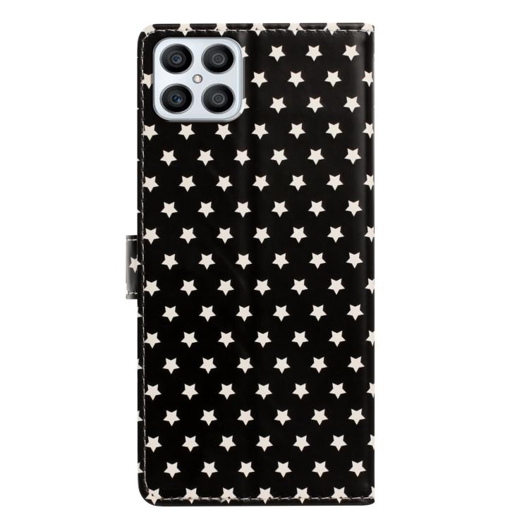 For Honor X8 Star Pattern Magnetic Buckle Vegan Leather Phone Case with Wrist Strap