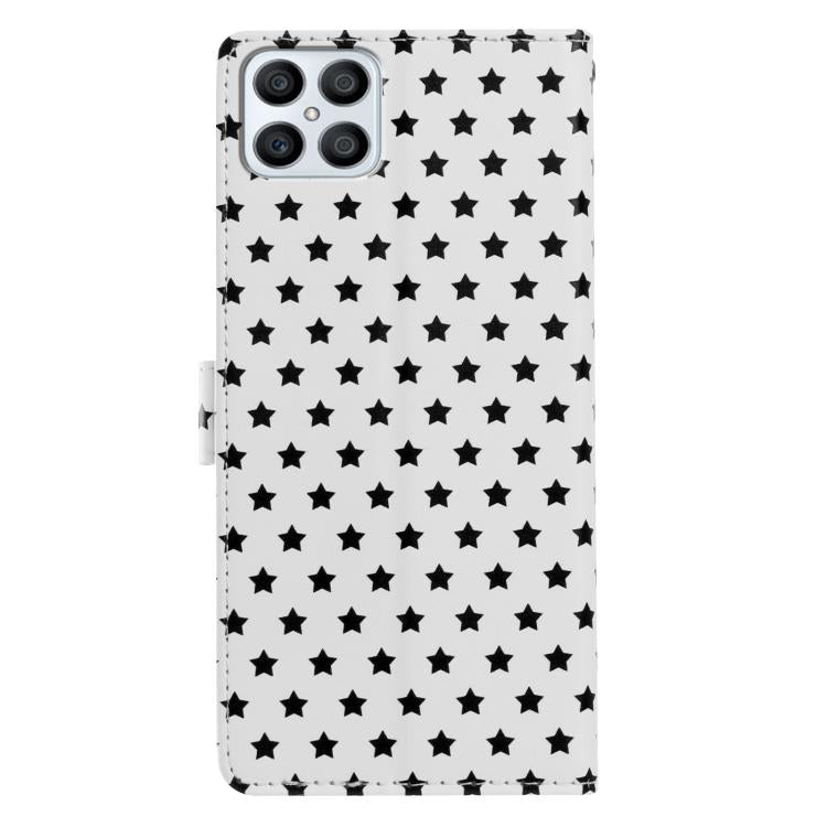 For Honor X8 Star Pattern Magnetic Buckle Vegan Leather Phone Case with Wrist Strap
