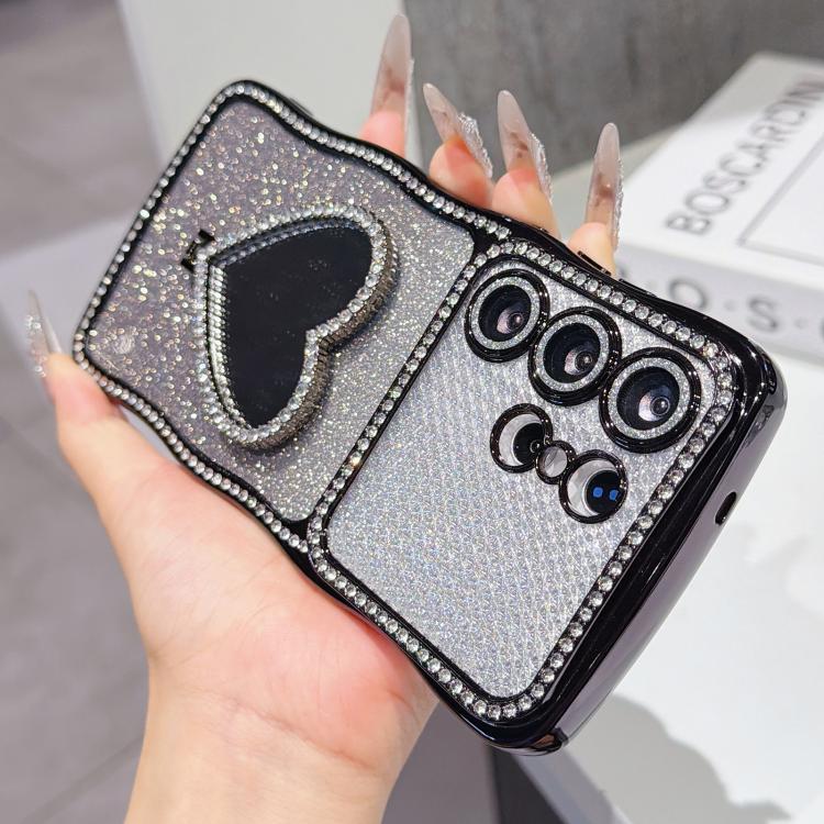For Galaxy S26 Ultra 5G Star Diamond Electroplated TPU Glitter Phone Case with Rhinestone Mirror Holder