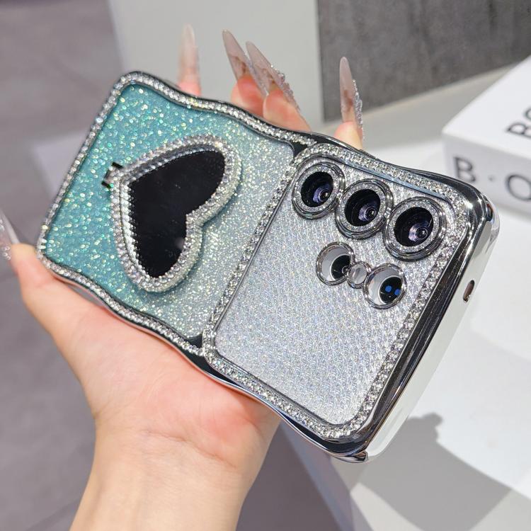 For Galaxy S26 Ultra 5G Star Diamond Electroplated TPU Glitter Phone Case with Rhinestone Mirror Holder
