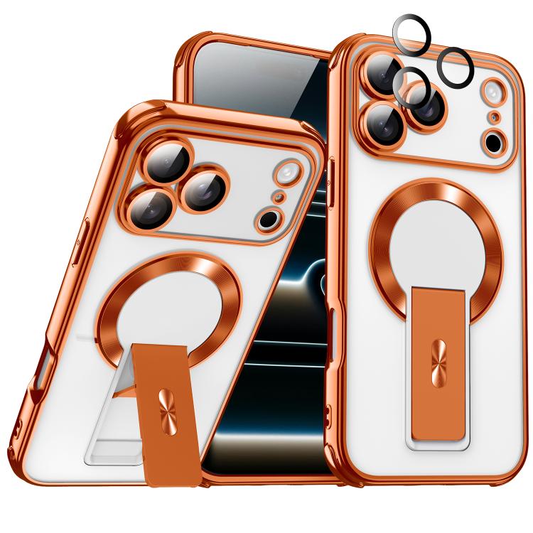 For iPhone 17 Pro Max Phantom Electroplated Four-Corner Airbag Invisible Holder Shockproof Magnetic Phone Case