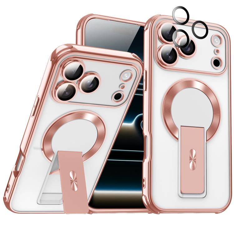 For iPhone 17 Pro Phantom Electroplated Four-Corner Airbag Invisible Holder Shockproof Magnetic Phone Case