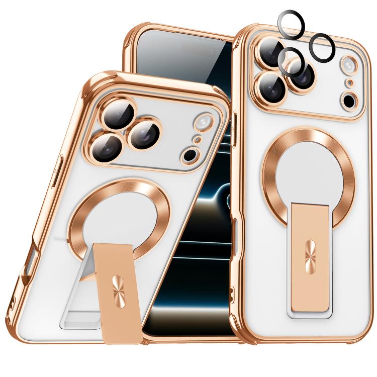 For iPhone 17 Pro Phantom Electroplated Four-Corner Airbag Invisible Holder Shockproof Magnetic Phone Case