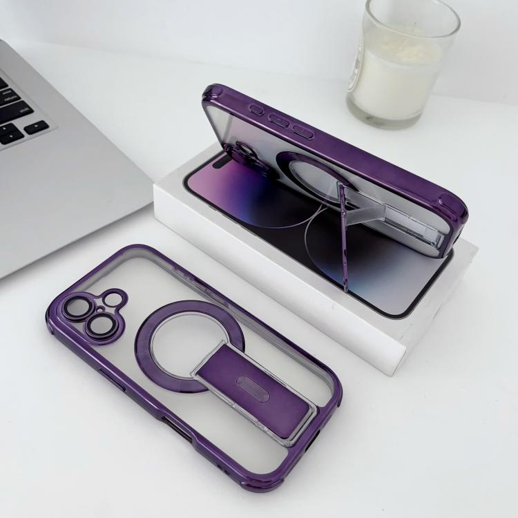 For iPhone 17 Phantom Electroplated Four-Corner Airbag Invisible Holder Shockproof Magnetic Phone Case