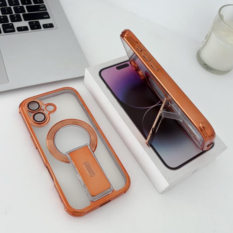 For iPhone 17 Phantom Electroplated Four-Corner Airbag Invisible Holder Shockproof Magnetic Phone Case