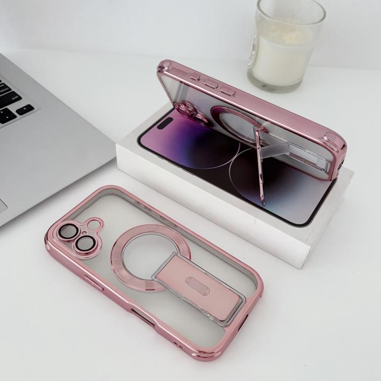 For iPhone 17 Phantom Electroplated Four-Corner Airbag Invisible Holder Shockproof Magnetic Phone Case