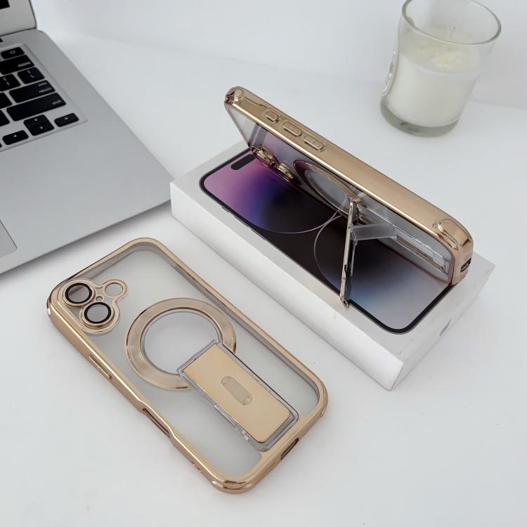 For iPhone 17 Phantom Electroplated Four-Corner Airbag Invisible Holder Shockproof Magnetic Phone Case