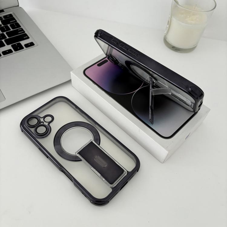For iPhone 17 Phantom Electroplated Four-Corner Airbag Invisible Holder Shockproof Magnetic Phone Case