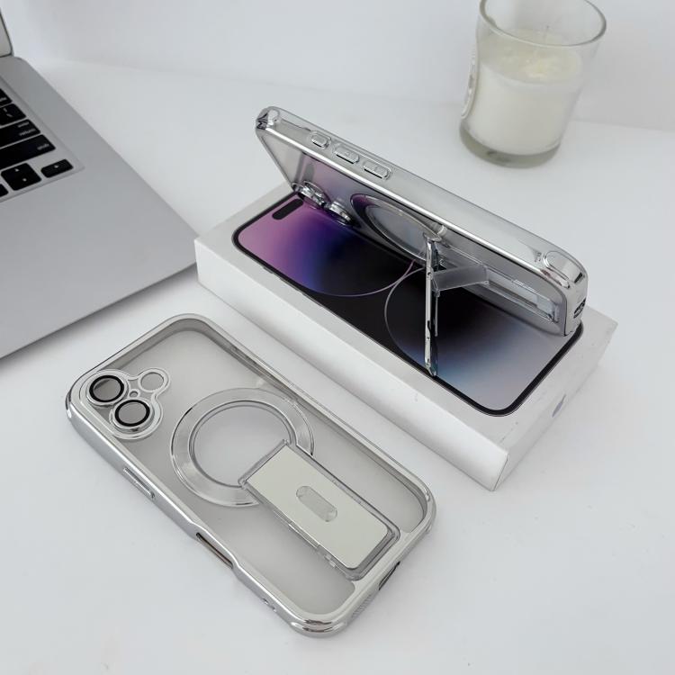 For iPhone 17 Phantom Electroplated Four-Corner Airbag Invisible Holder Shockproof Magnetic Phone Case