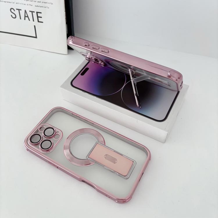 For iPhone 16 Pro Max Phantom Electroplated Four-Corner Airbag Invisible Holder Shockproof Magnetic Phone Case