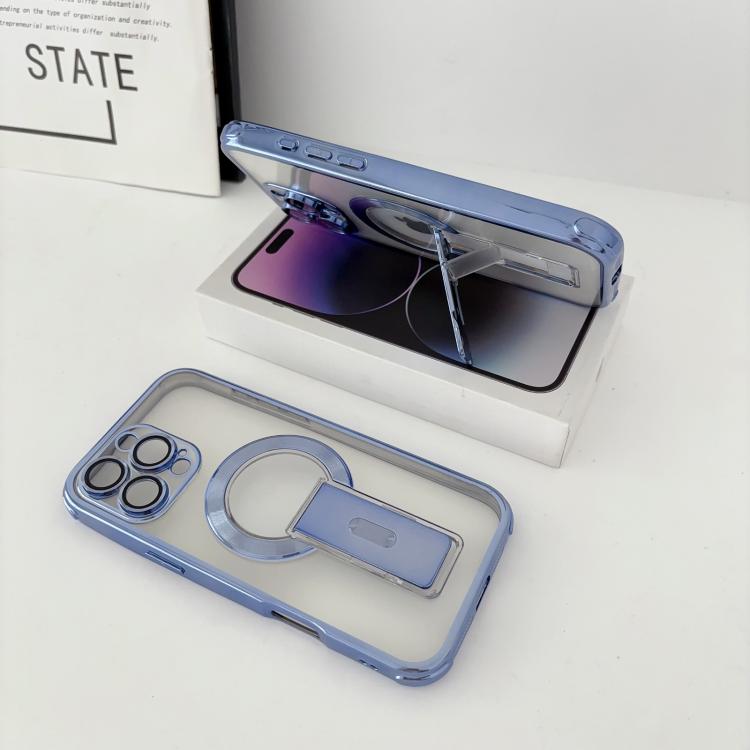 For iPhone 16 Pro Phantom Electroplated Four-Corner Airbag Invisible Holder Shockproof Magnetic Phone Case