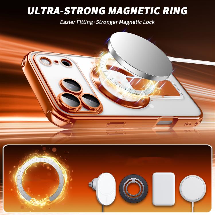 For iPhone 17 Phantom Electroplated Four-Corner Airbag Invisible Holder Shockproof Magnetic Phone Case
