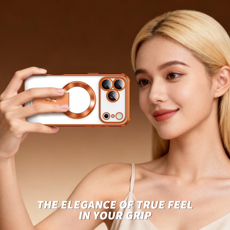 For iPhone 17 Pro Phantom Electroplated Four-Corner Airbag Invisible Holder Shockproof Magnetic Phone Case