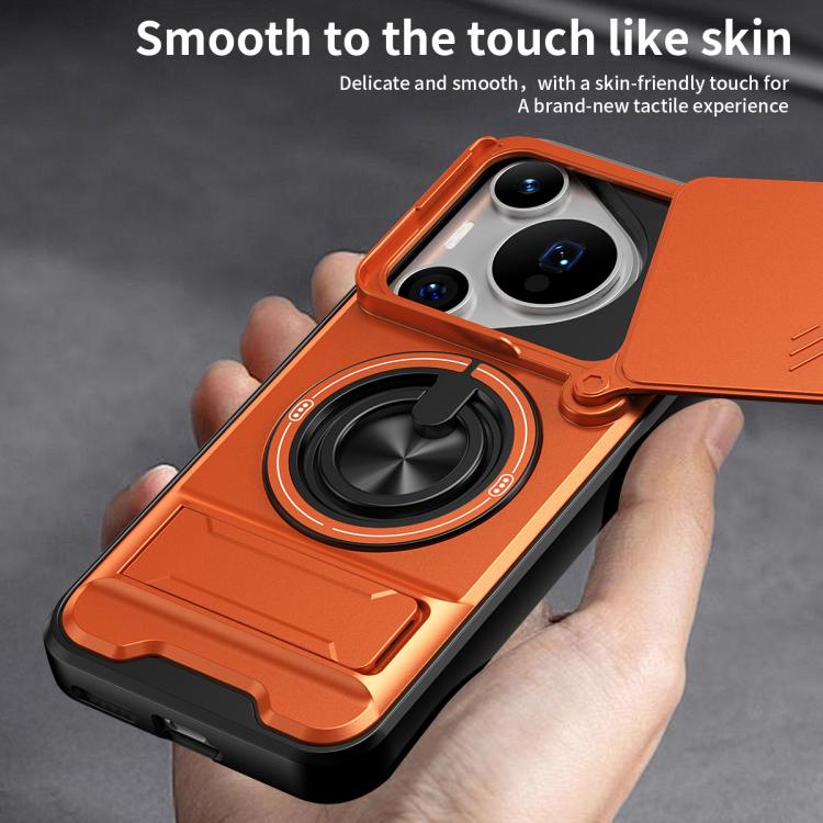For Huawei Pura 70 Pro Lens Sliding Window Multifunctional Magnetic Shockproof Phone Case