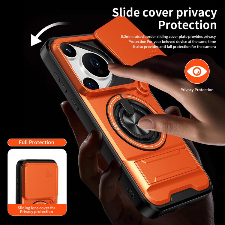 For Huawei Pura 70 Pro Lens Sliding Window Multifunctional Magnetic Shockproof Phone Case