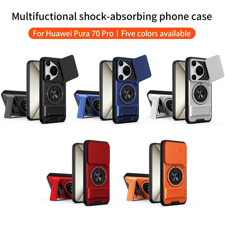 For Huawei Pura 70 Pro Lens Sliding Window Multifunctional Magnetic Shockproof Phone Case