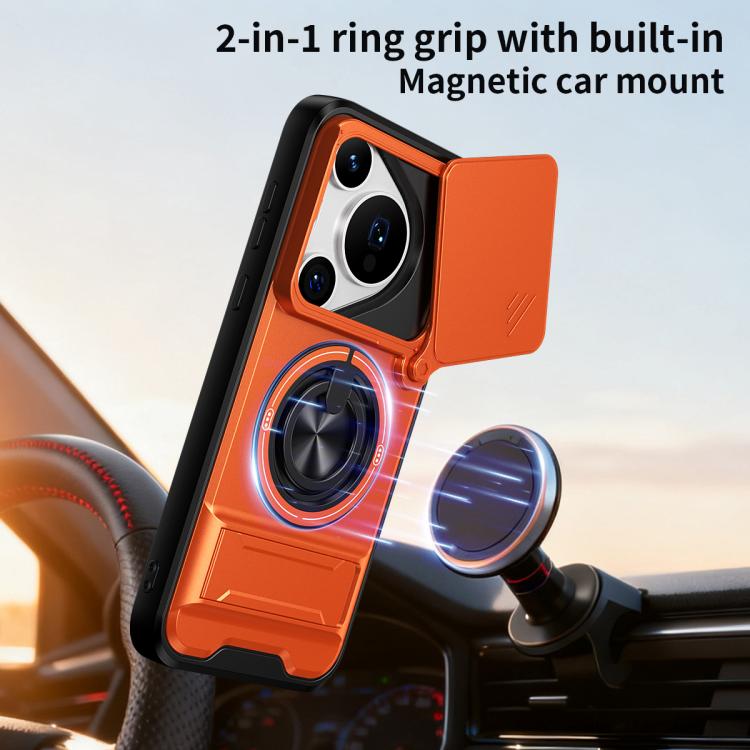 For Huawei Pura 70 Pro Lens Sliding Window Multifunctional Magnetic Shockproof Phone Case