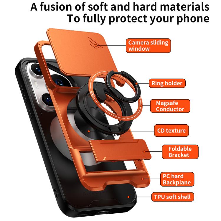 For Huawei Pura 70 Pro Lens Sliding Window Multifunctional Magnetic Shockproof Phone Case