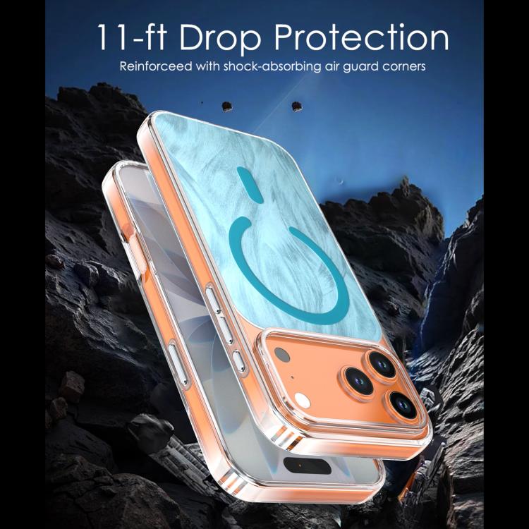 For iPhone 17 Pro Max Crystal Fox Tail Pattern Magnetic Phone Case - Light Blue