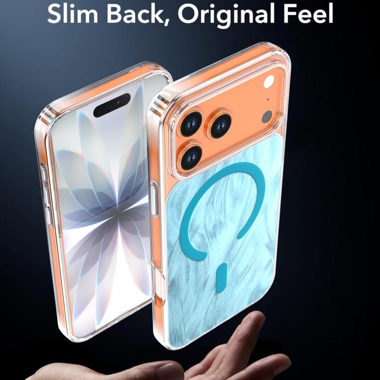 For iPhone 17 Pro Max Crystal Fox Tail Pattern Magnetic Phone Case - Light Blue