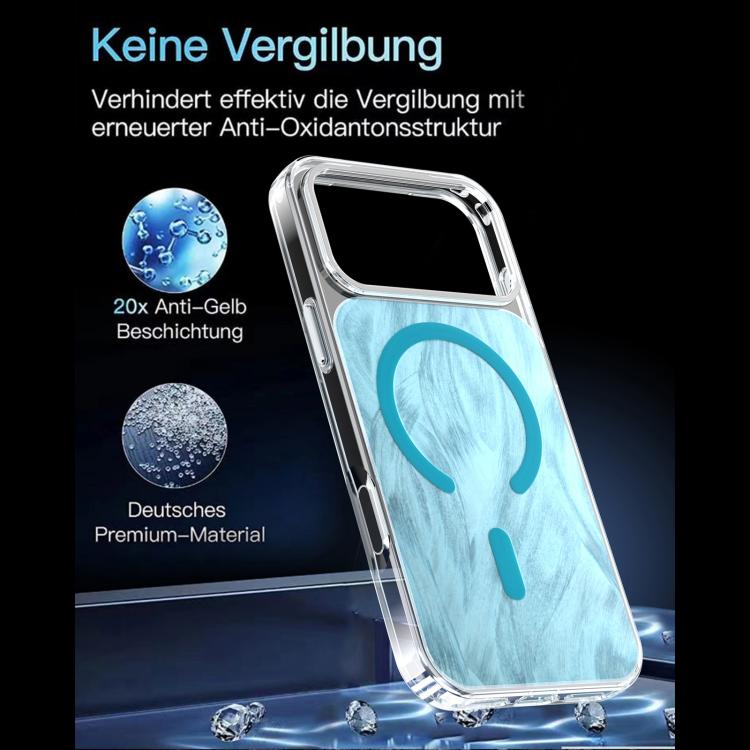 For iPhone 17 Pro Crystal Fox Tail Pattern Magnetic Phone Case - Light Blue