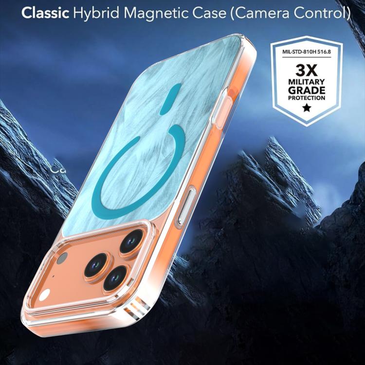For iPhone 17 Pro Crystal Fox Tail Pattern Magnetic Phone Case - Light Blue