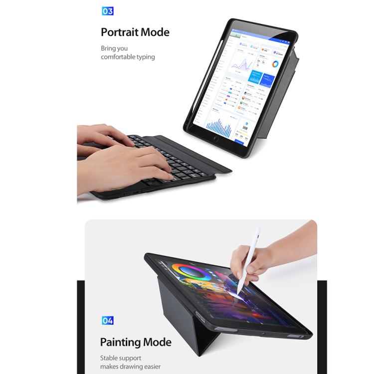For iPad 10.2 2021 / 2020 / Air 2019 DUX DUCIS DK Series Arabic Layout Backlit Bluetooth Keyboard Case - Black