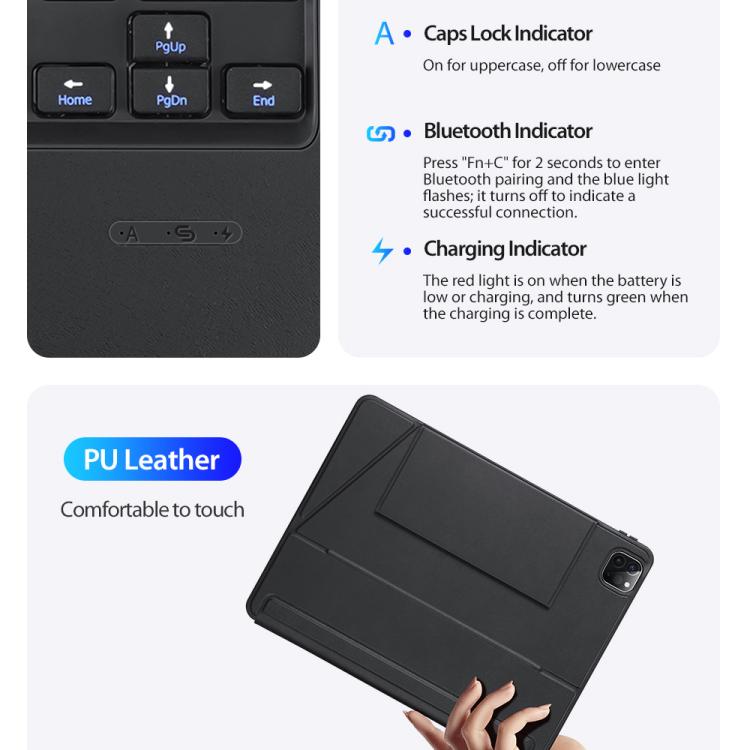 For iPad Air 11 2026 / 2025 / 2024 DUX DUCIS DK Series Arabic Layout Backlit Bluetooth Keyboard Case - Black