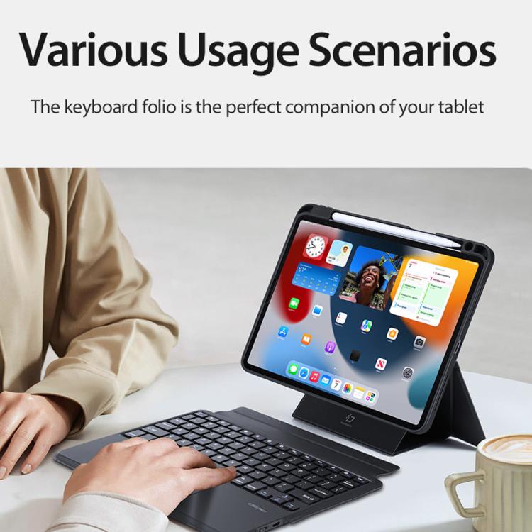 For iPad Air 11 2026 / 2025 / 2024 DUX DUCIS DK Series Arabic Layout Backlit Bluetooth Keyboard Case - Black