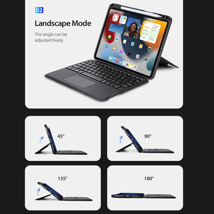 For iPad Air 11 2026 / 2025 / 2024 DUX DUCIS DK Series Arabic Layout Backlit Bluetooth Keyboard Case - Black