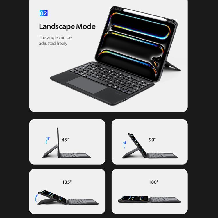 For iPad Pro 11 2025 / 2024 DUX DUCIS DK Series Arabic Layout Backlit Bluetooth Keyboard Case - Black