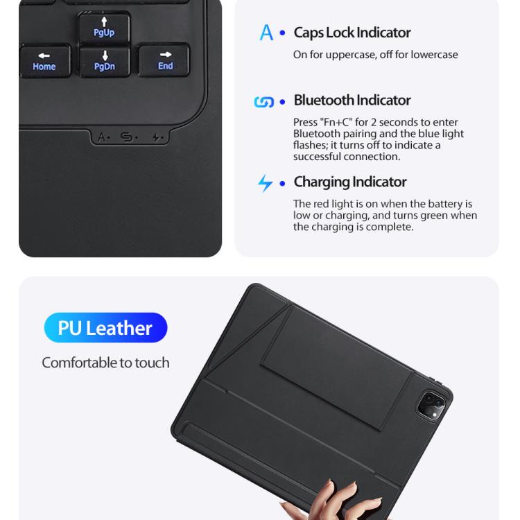 For iPad Air 13 2026 / 2025 / 2024 DUX DUCIS DK Series Arabic Layout Backlit Bluetooth Keyboard Case - Black