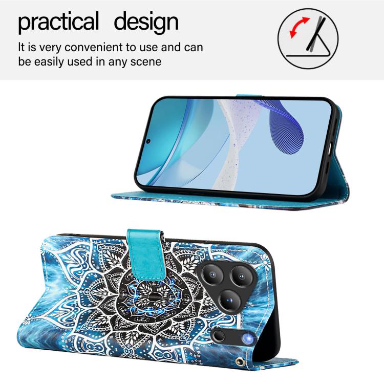 For Blackview WAVE 7C Colored Drawing Pattern Plain Weave Leather Phone Case