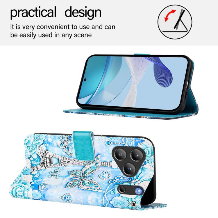 For Blackview WAVE 7C Colored Drawing Pattern Plain Weave Leather Phone Case