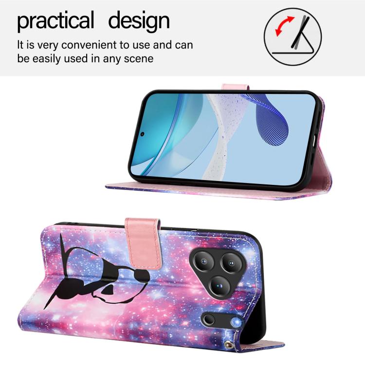For Blackview WAVE 7C Colored Drawing Pattern Plain Weave Leather Phone Case