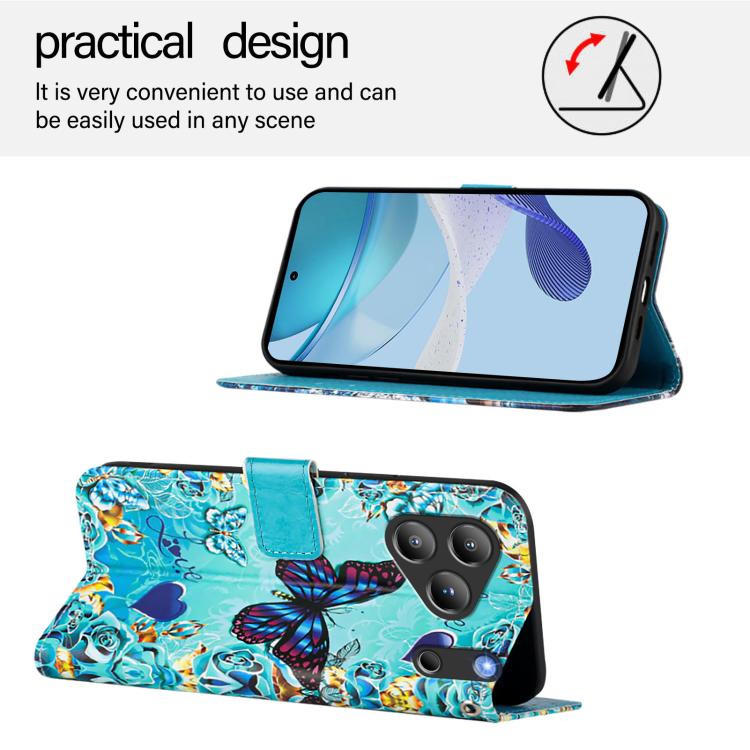 For Blackview WAVE 7C Colored Drawing Pattern Plain Weave Leather Phone Case