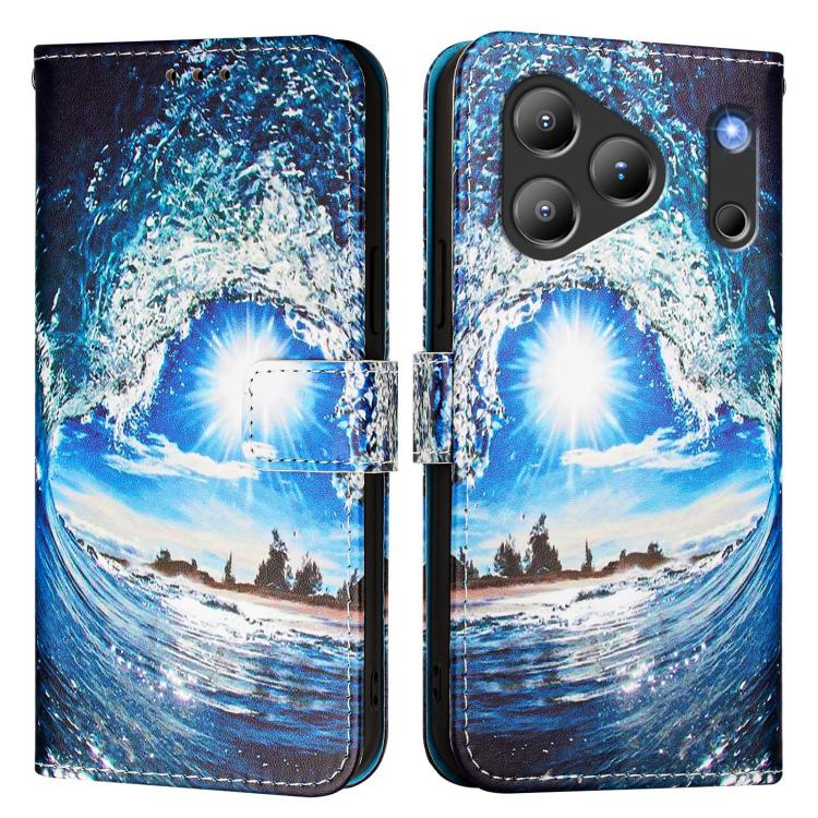 For Blackview WAVE 7C Colored Drawing Pattern Plain Weave Leather Phone Case